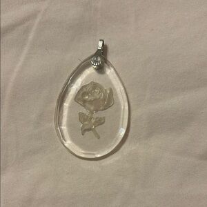 Clear glass Teardrop Rose Pendant